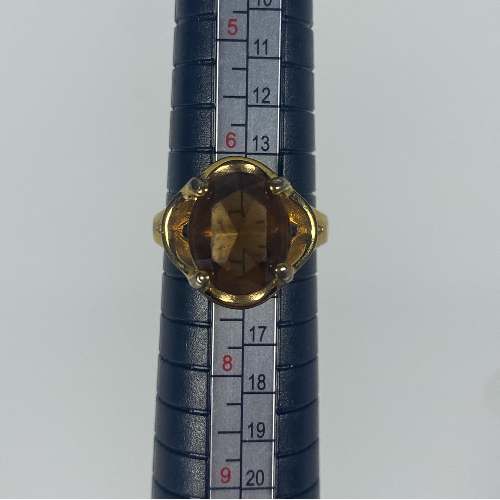 18K G.E. Amber glass stone gold ring - Picture 17 of 17